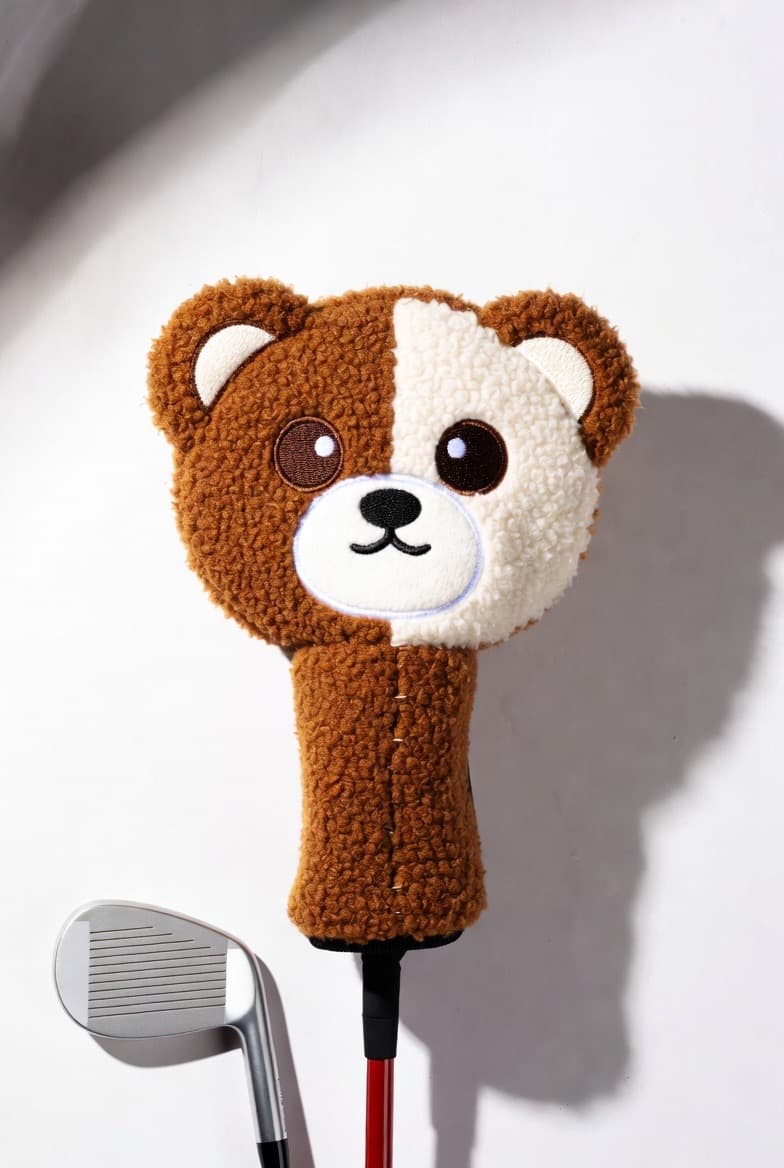 Plush bear golf headcover